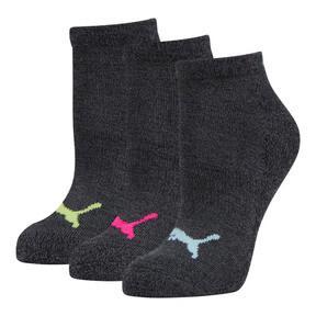 PUMA Women's Half-Terry Low Cut Socks (3 Pairs) in Black/Bright Product Image