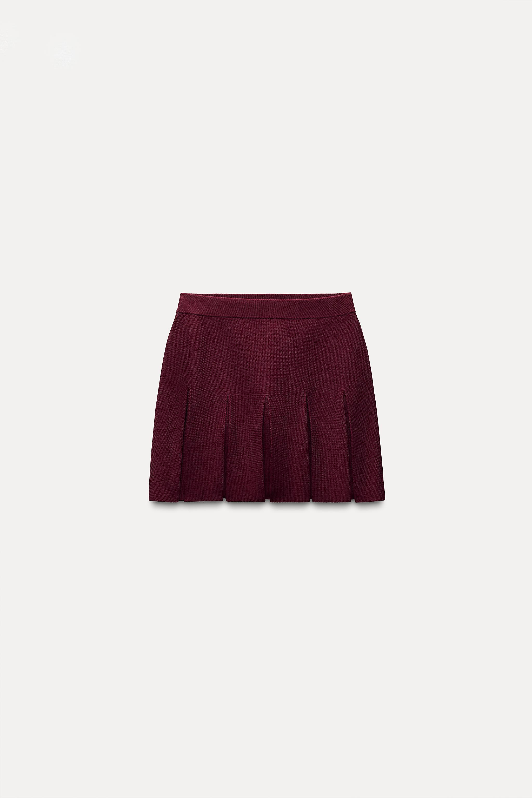 BOX PLEAT KNIT MINI SKIRT Product Image