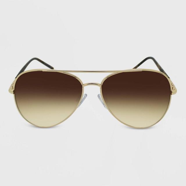 Womens Metal Aviator Sunglasses - Wild Fable Gold Product Image