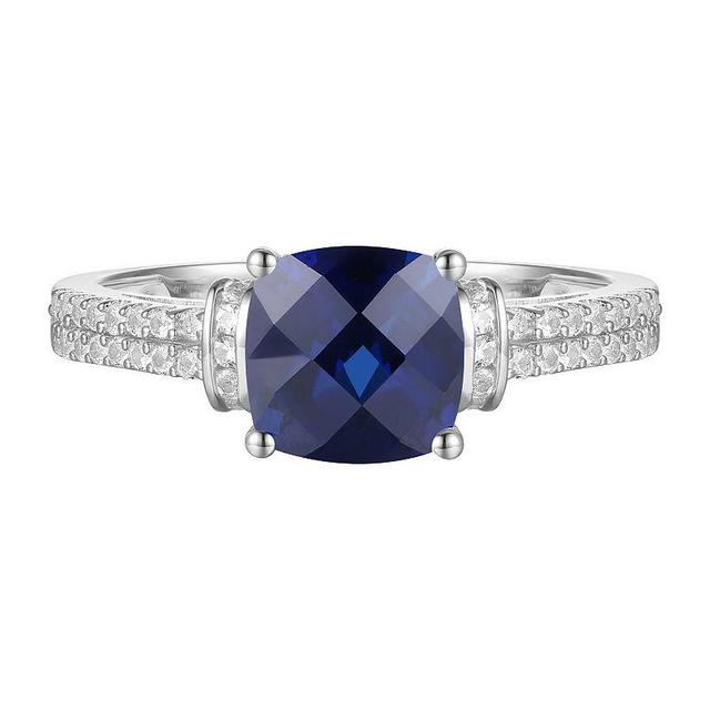 Sterling Silver Lab-Created Blue & White Sapphire Ring, Womens Product Image