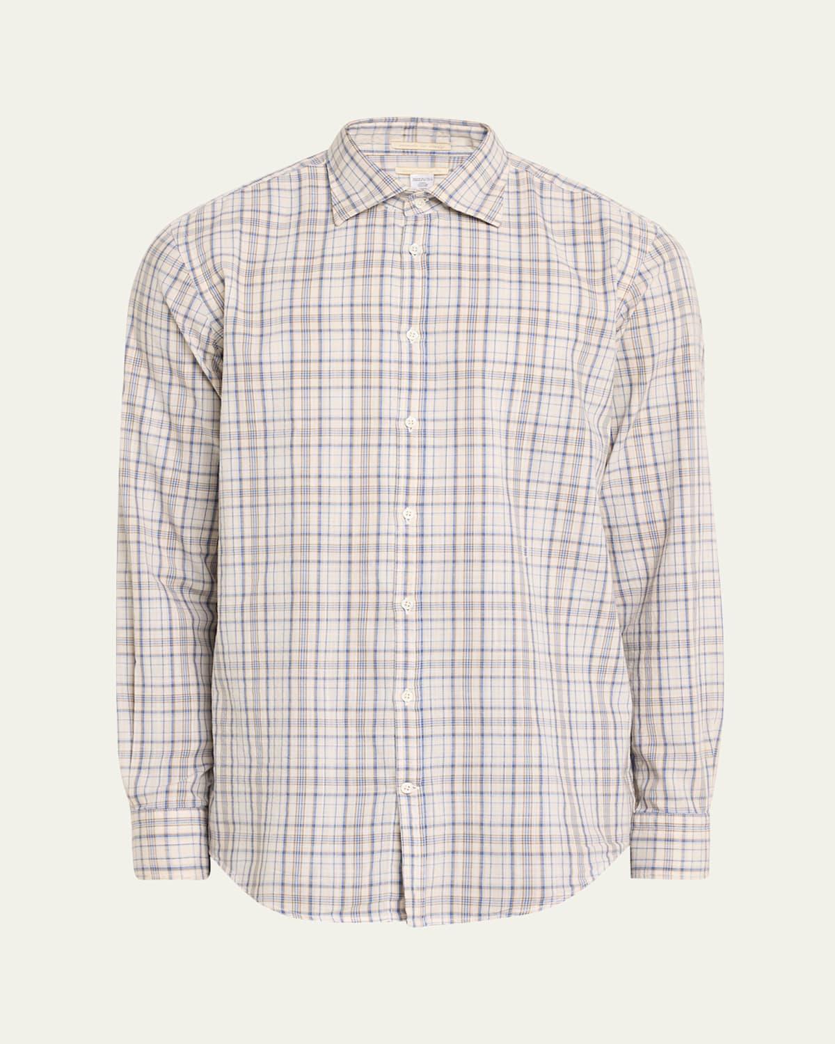 Mens Cotton Macro-Check Sport Shirt Product Image