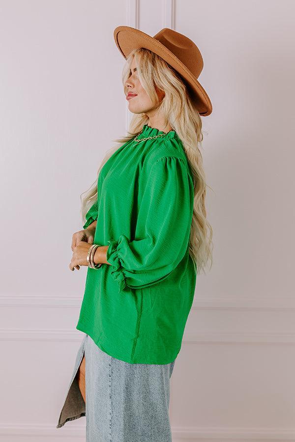 Brunch Date Shift Top In Kelly Green Curves Product Image