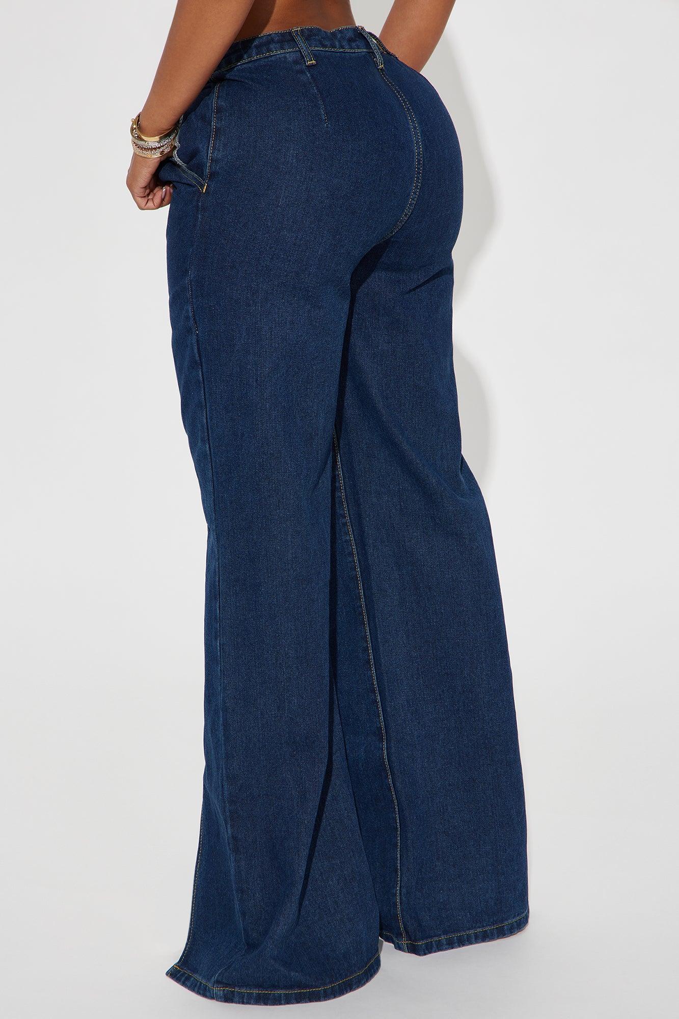 Hooked Non Stretch Slit Hem Straight Leg Jeans - Dark Wash Product Image