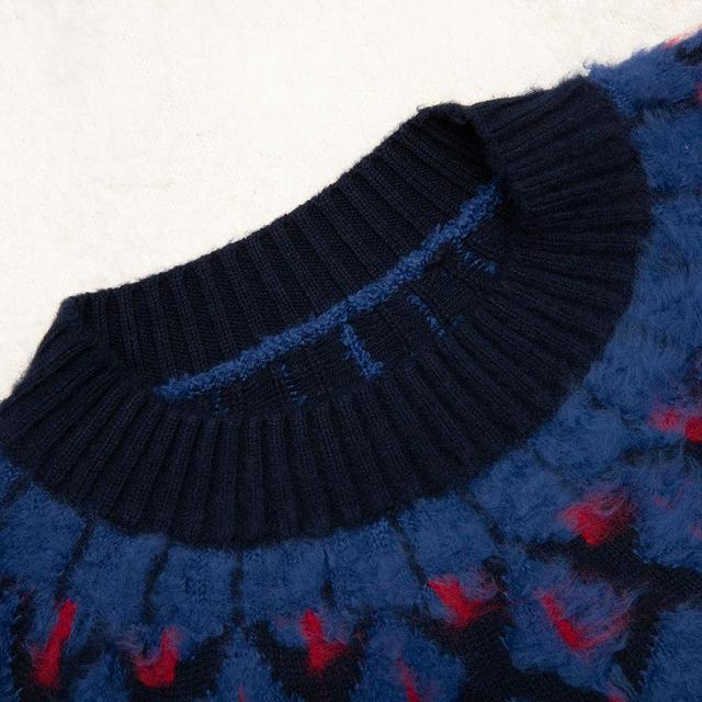 Jacquard Knit Pullover - Navy Male Product Image