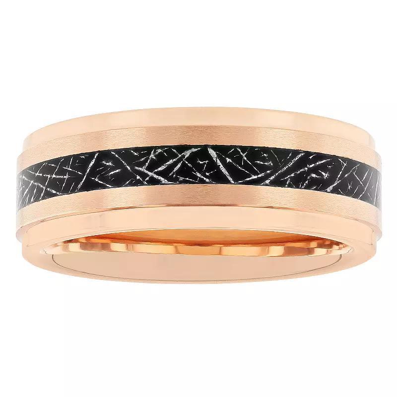 Mens Jewelry Nation Tantalum Rose Tone Gray Carbon Fiber Fashion Wedding Band Pink Tone Product Image