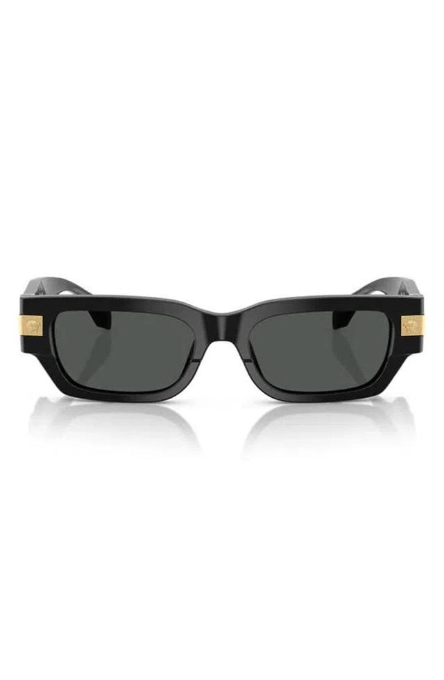 VERSACE 53mm Plaque Rectangular Sunglasses In Black Product Image