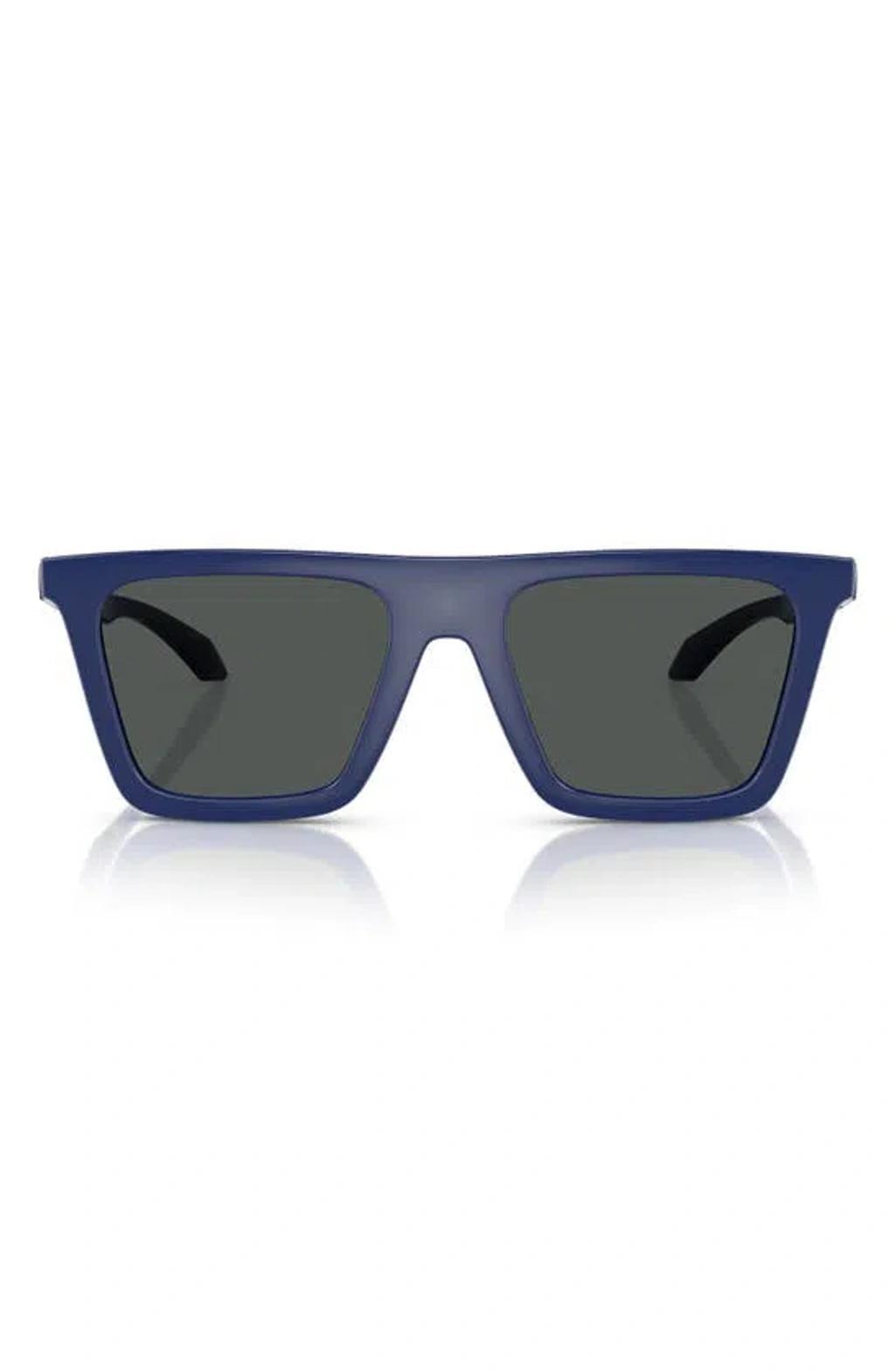 53mm Rectangular Sunglasses In Navy Dark Grey Product Image