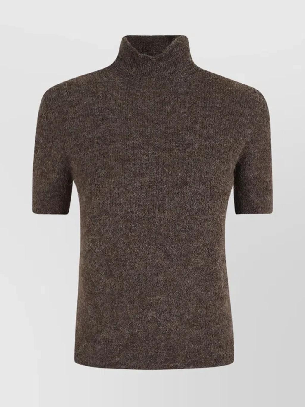 POLO RALPH LAUREN Short Sleeve Turtleneck Slim Fit Knitwear In Grey Product Image