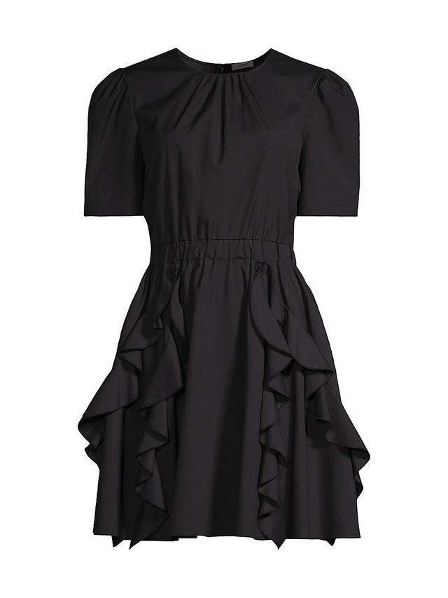 Ruched Short-Sleeve Ruffle Mini Dress Product Image