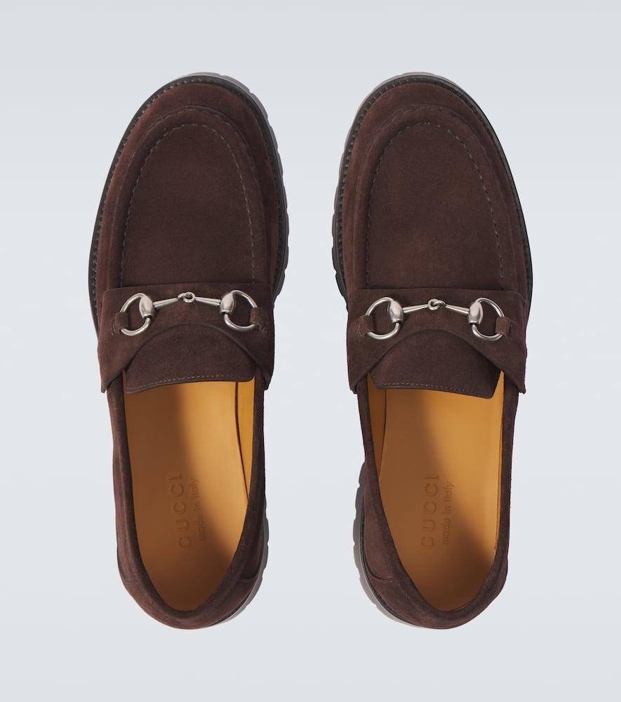 GUCCI Horsebit Suede Loafers In Brown Product Image