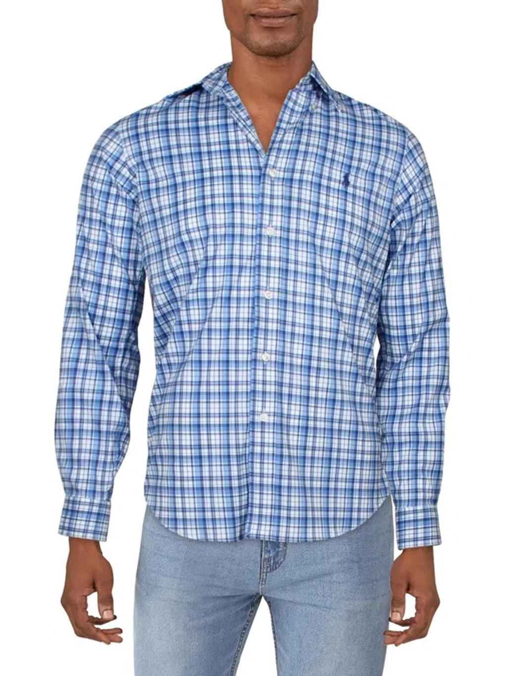 Mens Plaid Nylon Button-down Shirt In Multi Product Image