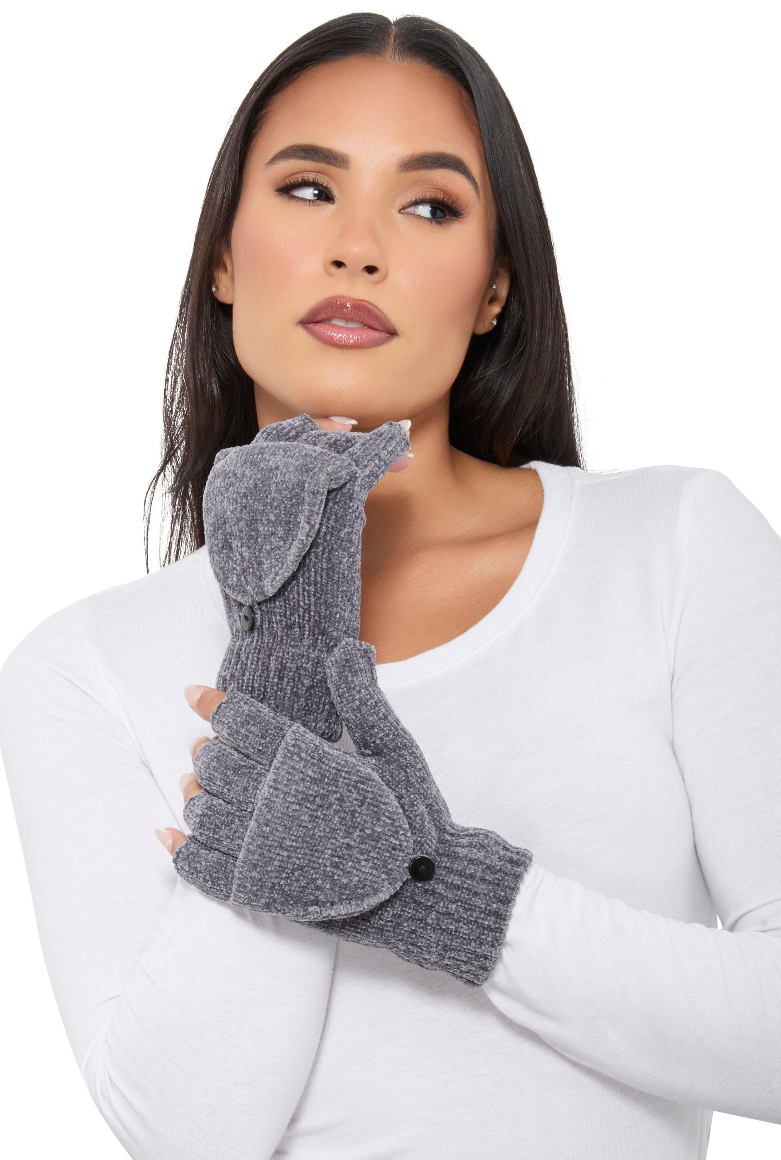 Womens Chenille Convertible Fingerless Mittens Product Image