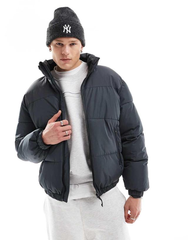 Bershka puffer jacket in gray Product Image