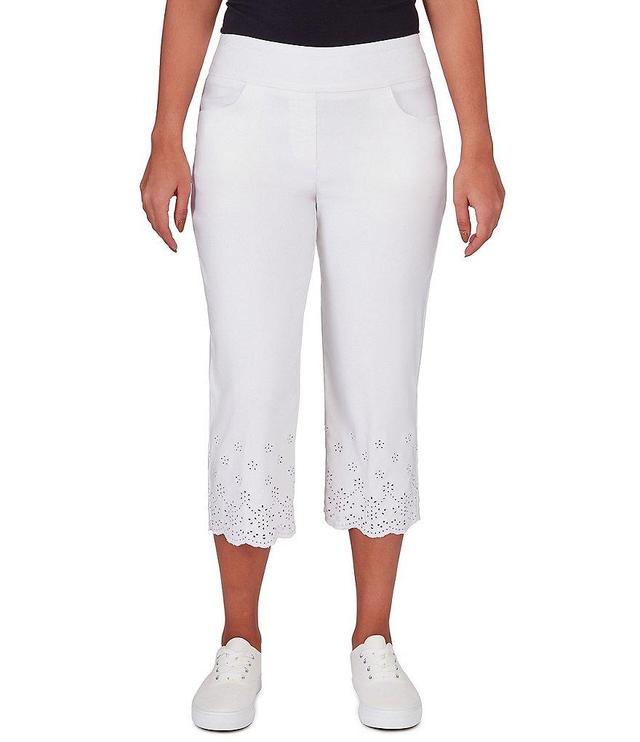 Ruby Rd. Stretch Embroidered Eyelet Hem Pull-On Capri Pants Product Image