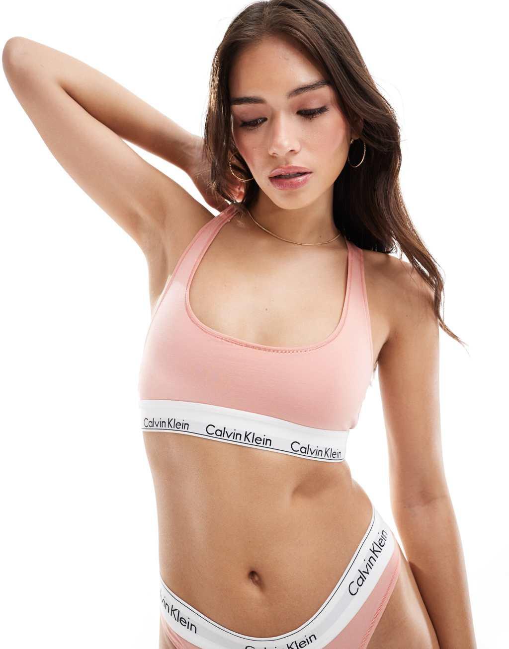 Calvin Klein modern cotton unlined bralette in coral Product Image