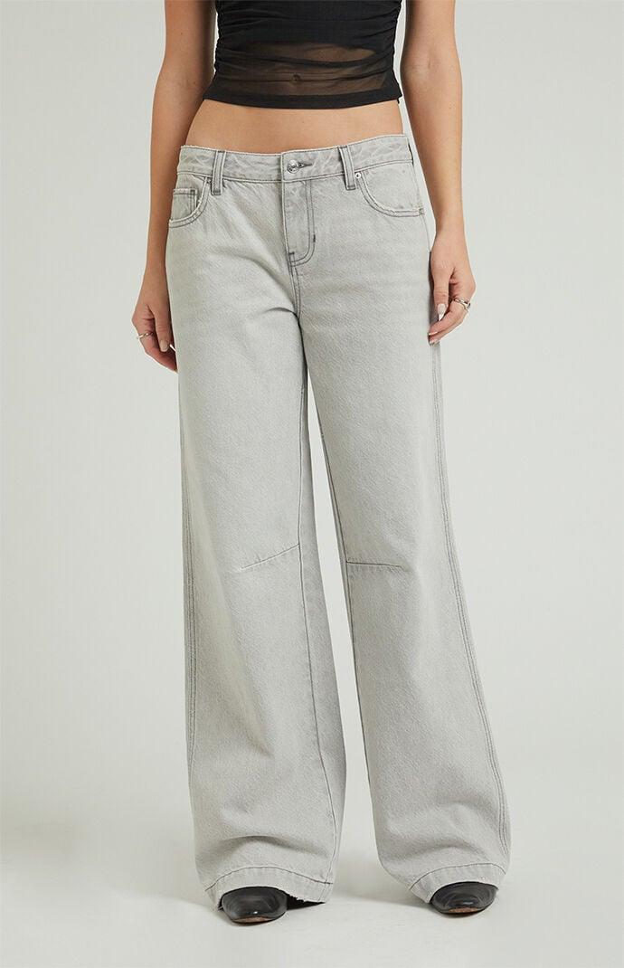 Womens Casey Light Gray Dart Low Rise Baggy Jeans Product Image