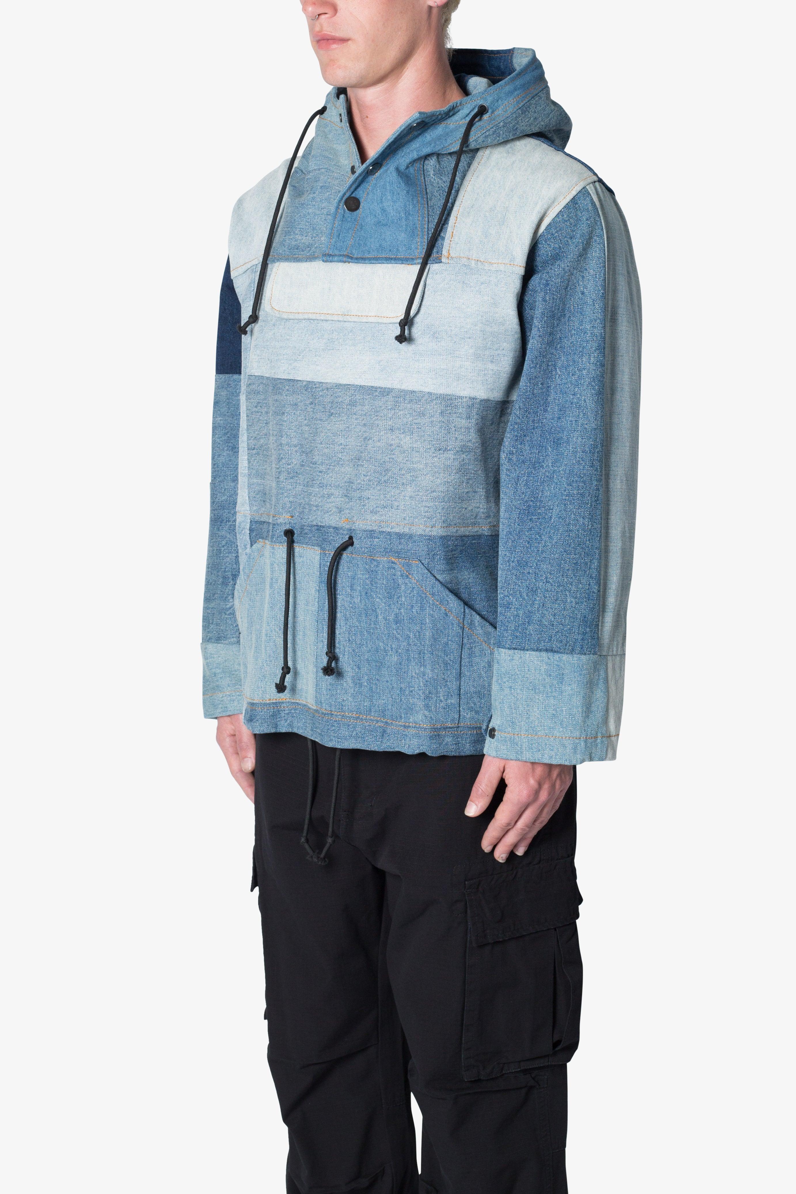 Patchwork Denim Pullover - Blue Male Product Image