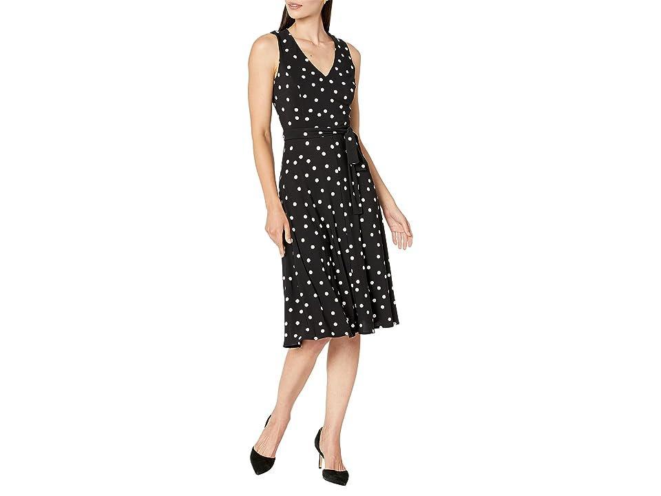 Tommy Hilfiger Jersey Dot Fit-and-Flare Dress (Black/Ivory) Women's Dress Product Image