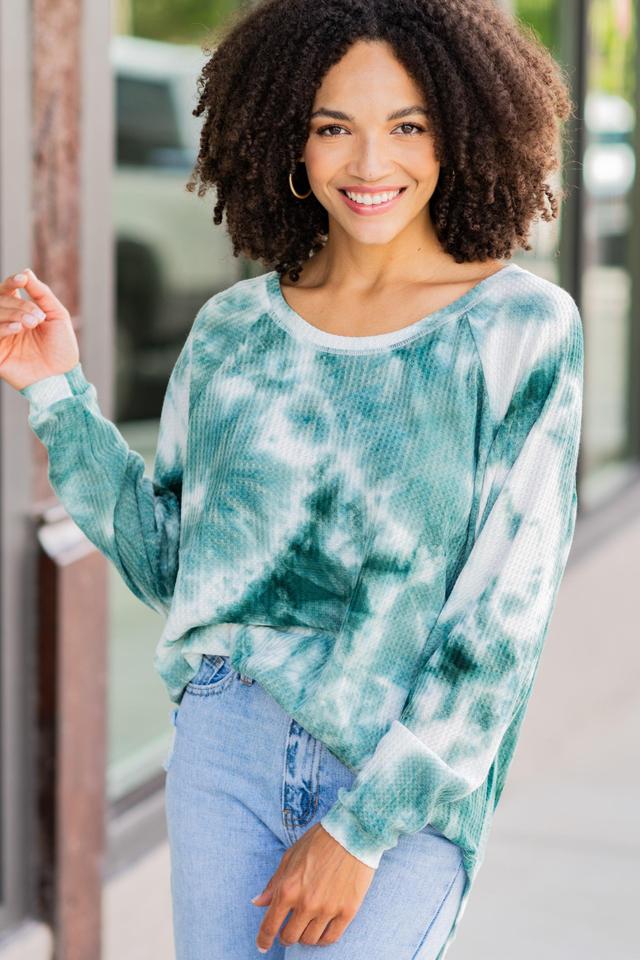 Easy Like Sunday Olive Green Tie Dye Tunic Female Product Image