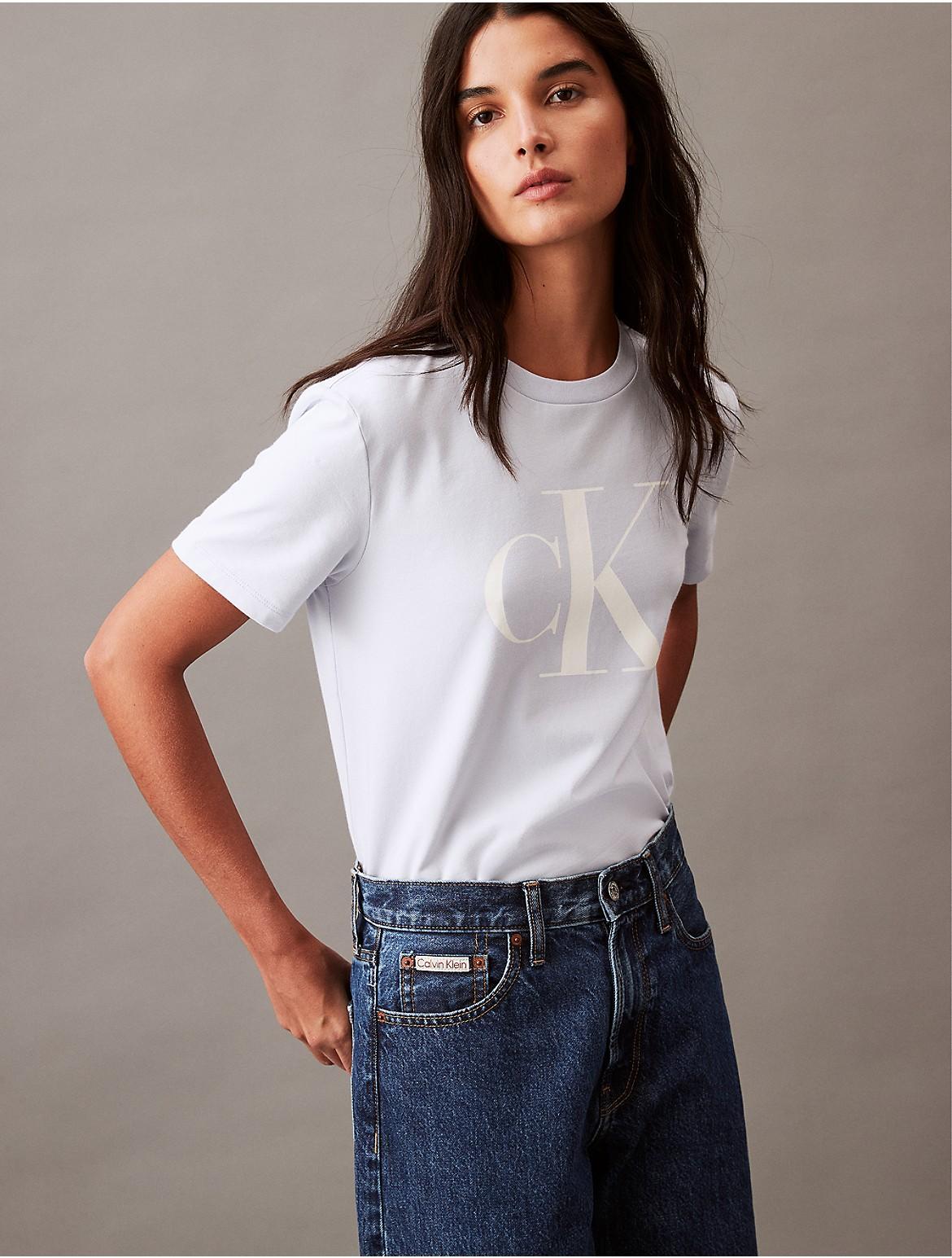 Calvin Klein Womens Monogram Logo Crewneck T-Shirt - Black - XL Product Image