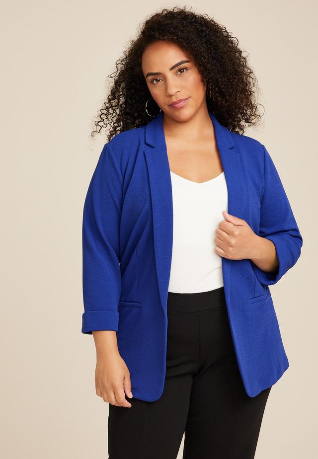 Maurices Plus Size Womens Blazer Versa Open Front Blue Size 4X Product Image