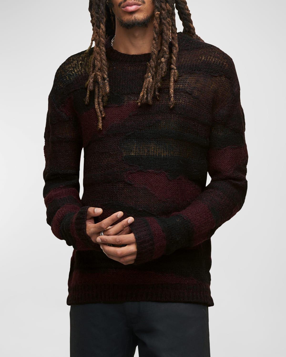 Mens Stripe Wool-Blend Openwork Crewneck Sweater Product Image