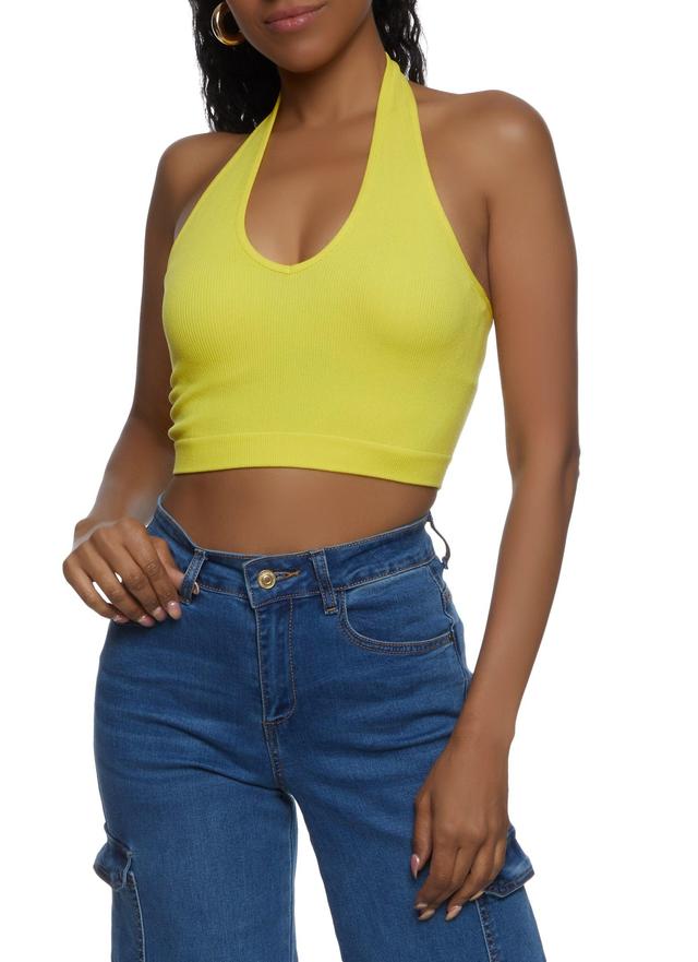 Womens Seamless Halter Neck Crop Top Product Image