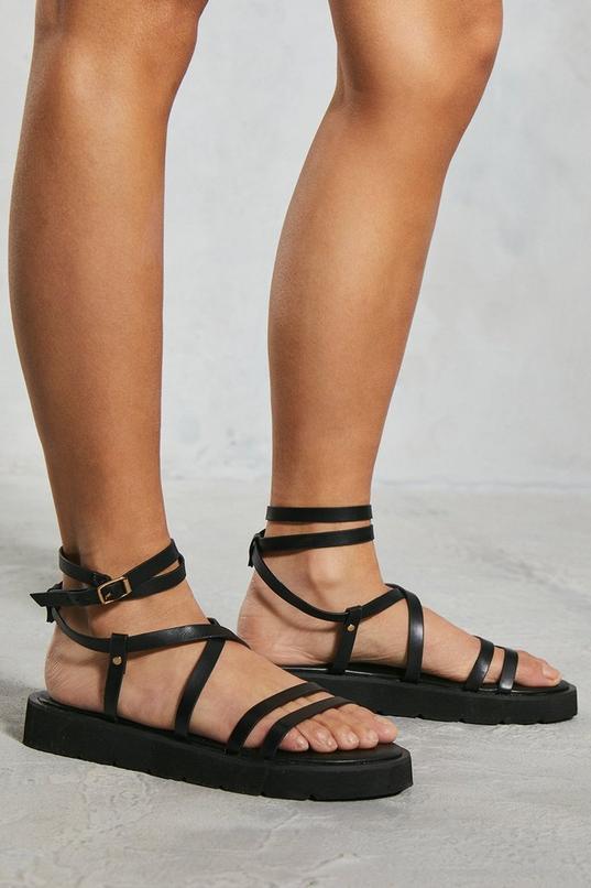 Leather Look Strappy Flatform Sandals product image