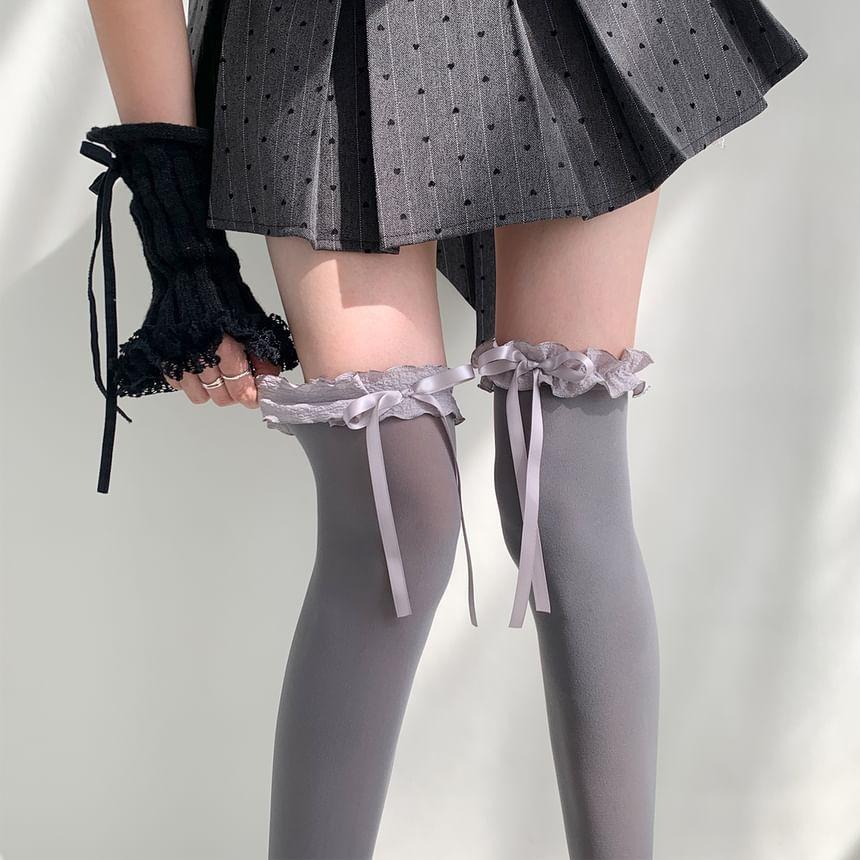 Bow Frill Trim Over-The-Knee Socks Product Image