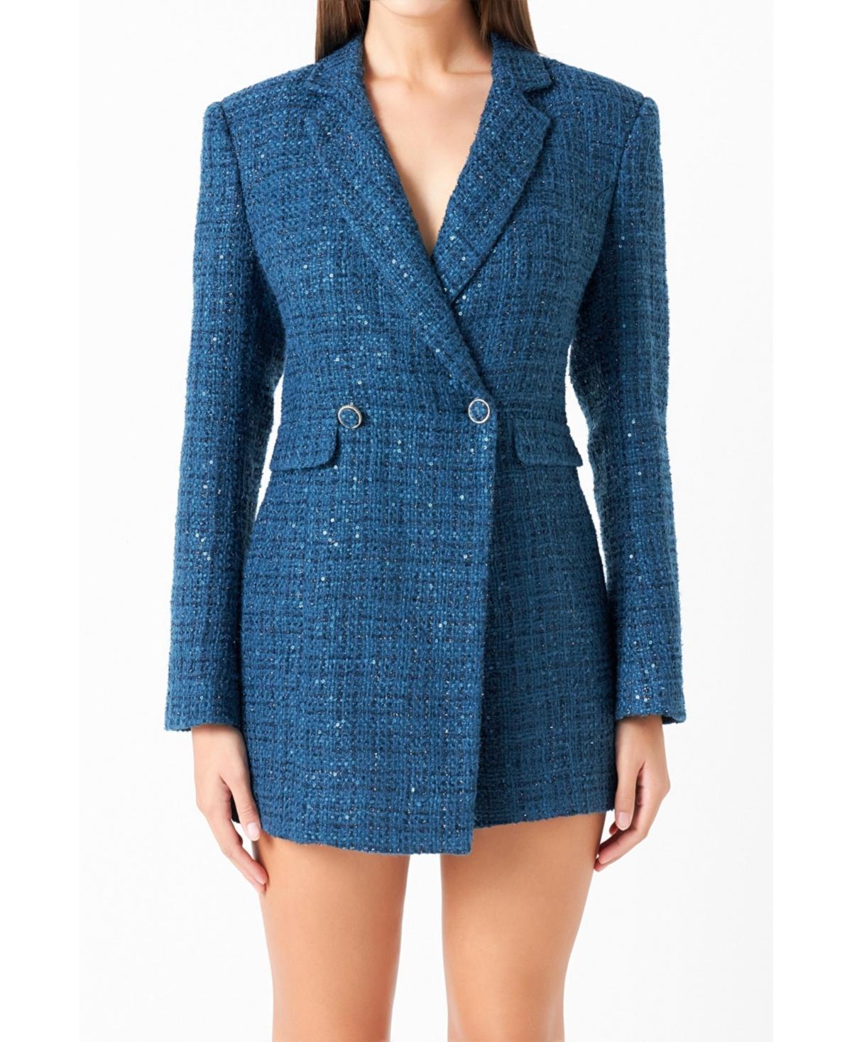 Womens Tweed Blazer Romper Product Image