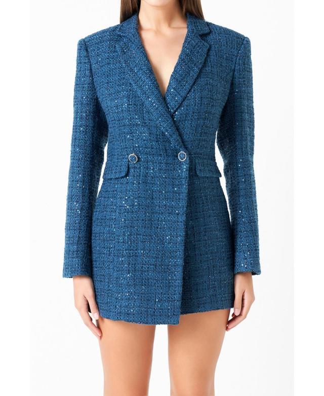 Womens Tweed Blazer Romper Product Image