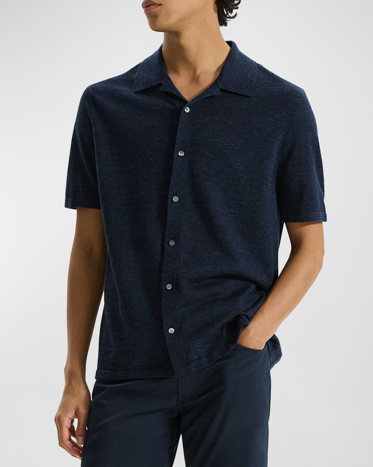 Mens Short-Sleeve Button-Front Linen Shirt Product Image