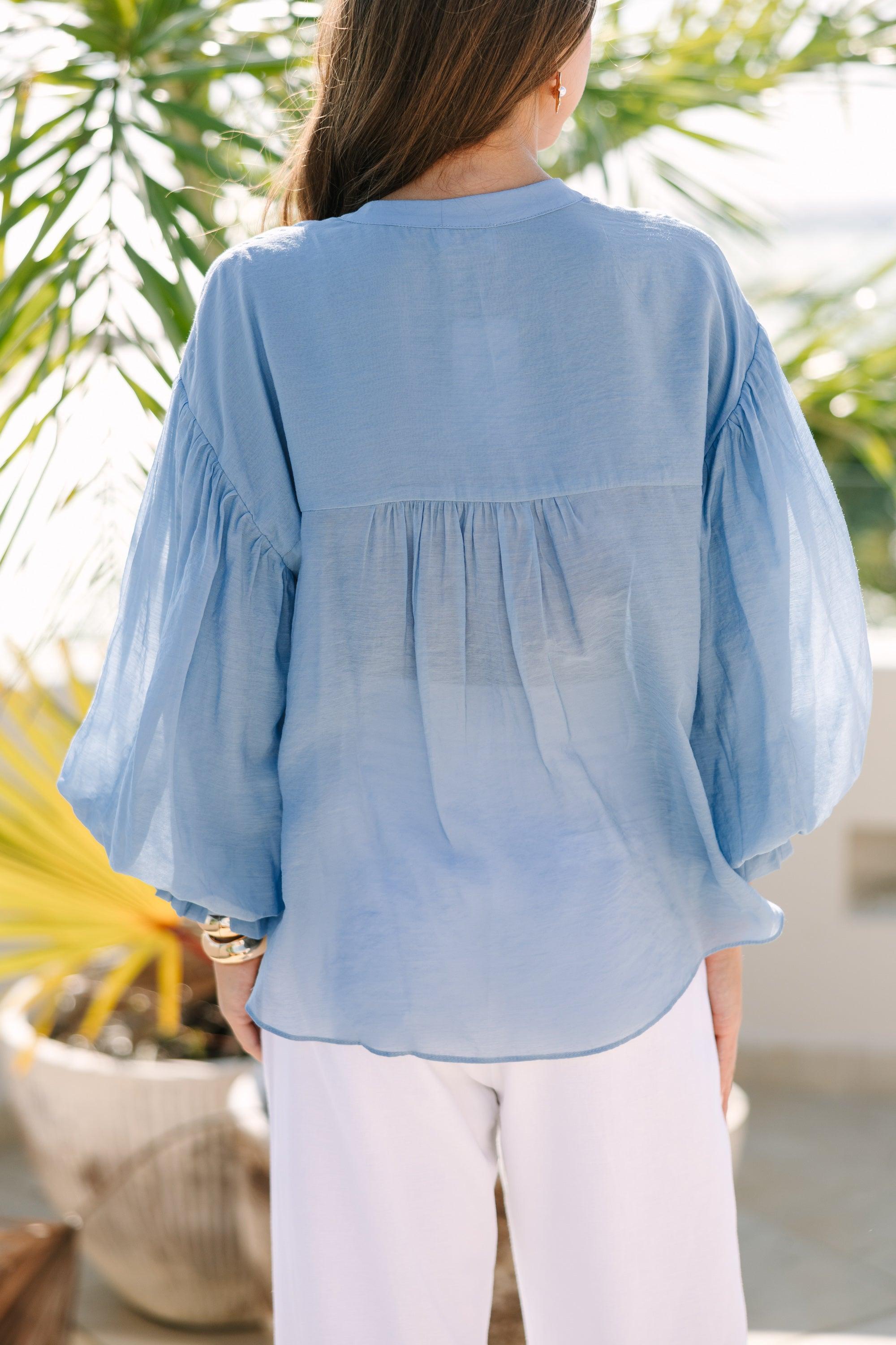 Fate: Far From Over Light Blue Puff Sleeve Blouse Female Product Image