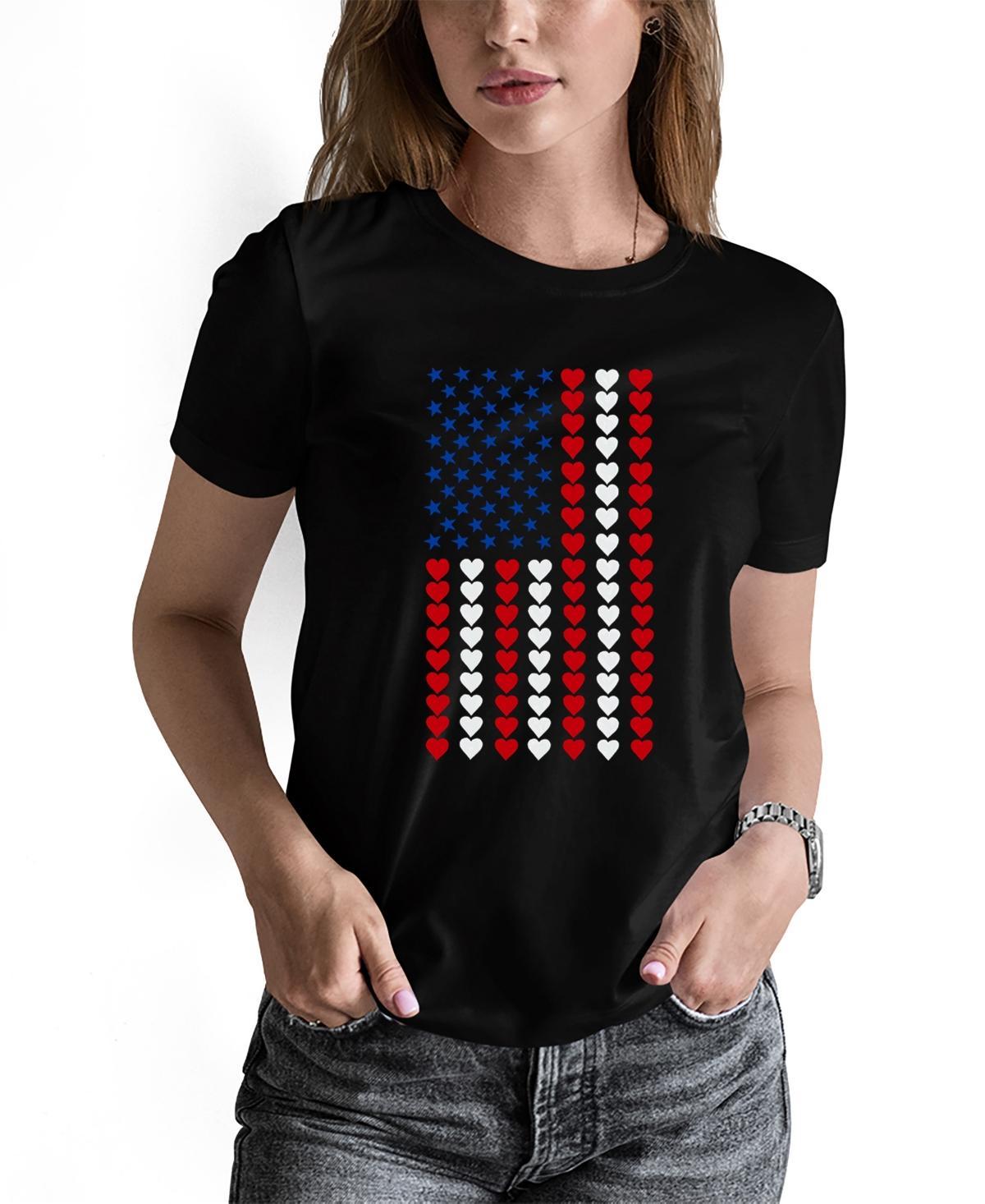 La Pop Art Womens Word Art Heart Flag T-Shirt Product Image