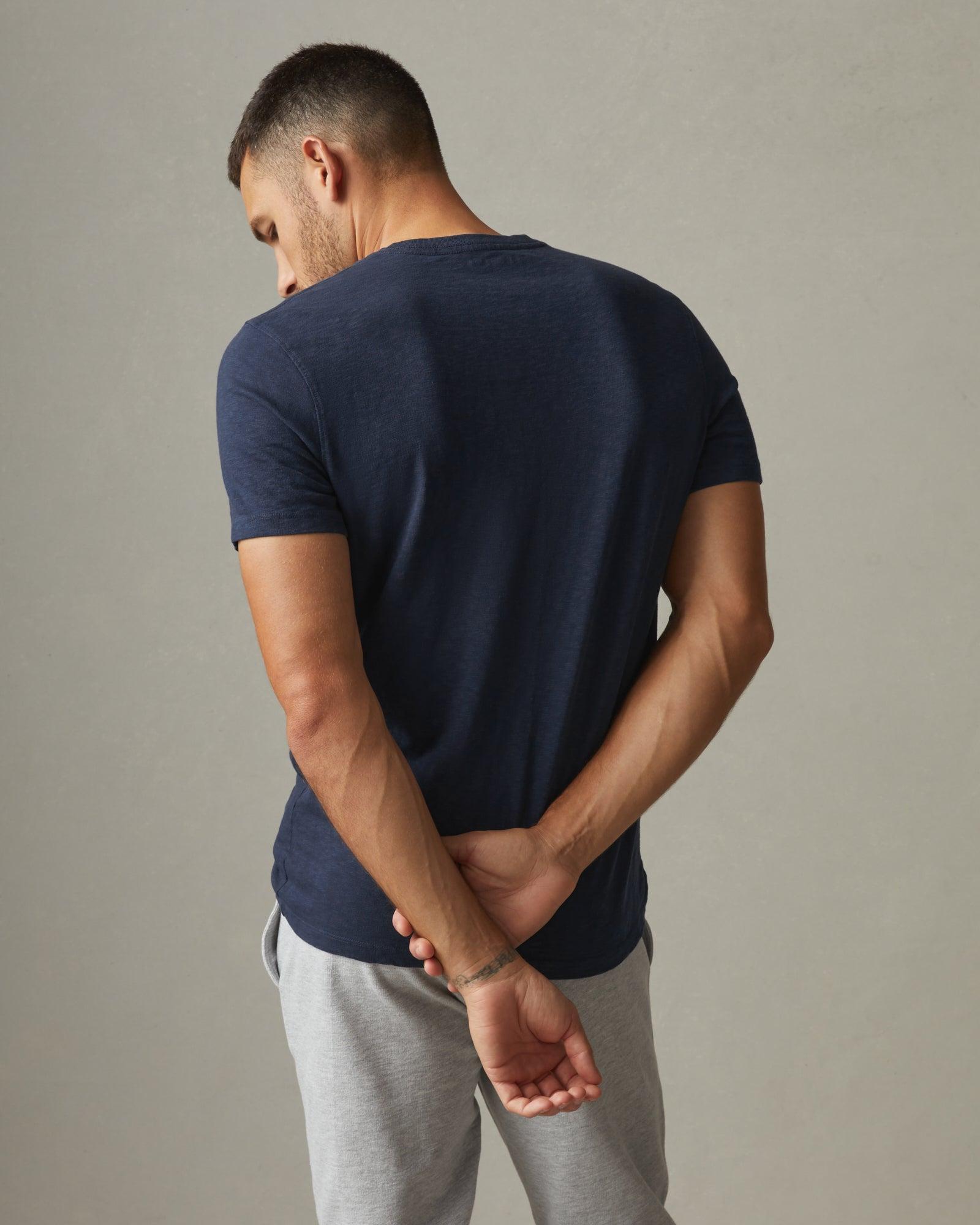 Premium Slub V-Neck Tee - Navy Male Product Image