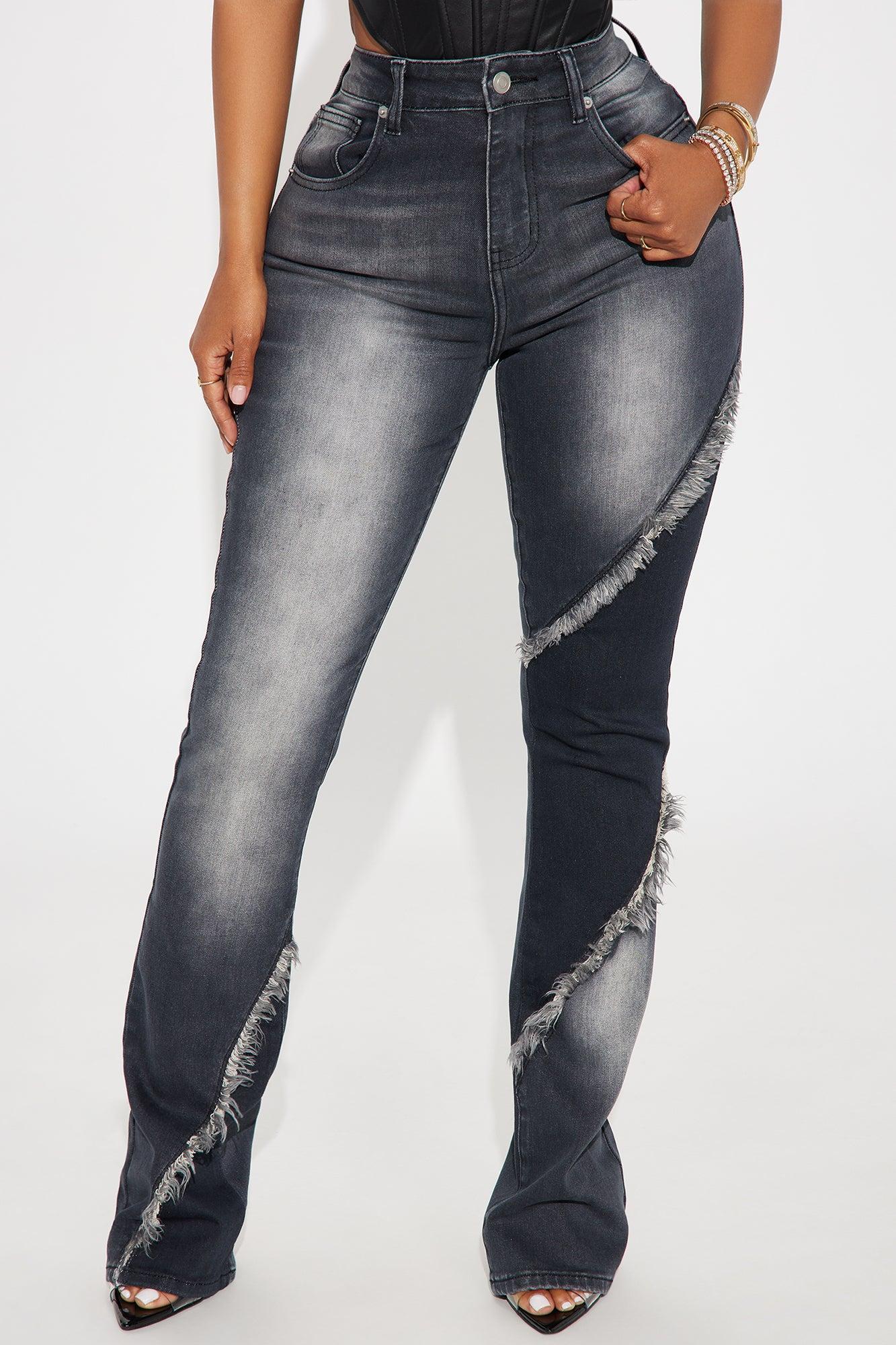 Think About It All The Time Two Tone Stretch Bootcut Jeans - Black Wash Product Image