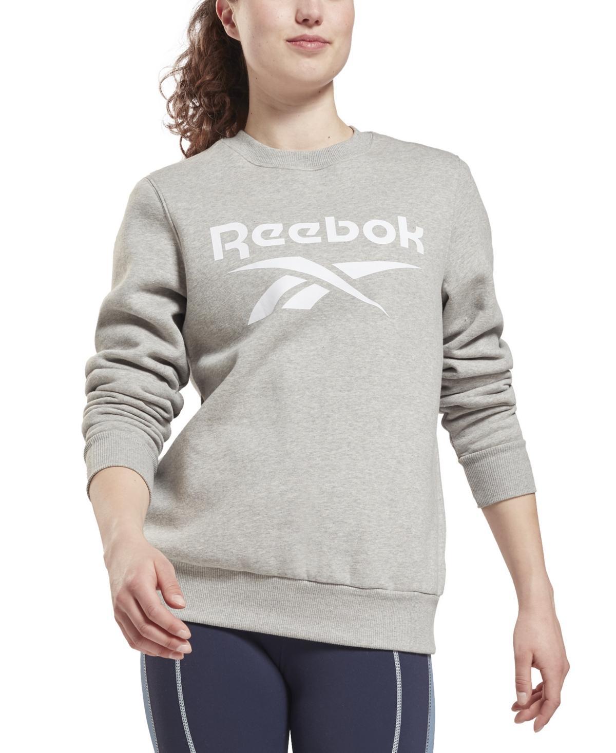 Reebok Womens Reebok Identity Big Logo Fleece Crew - Womens White Product Image