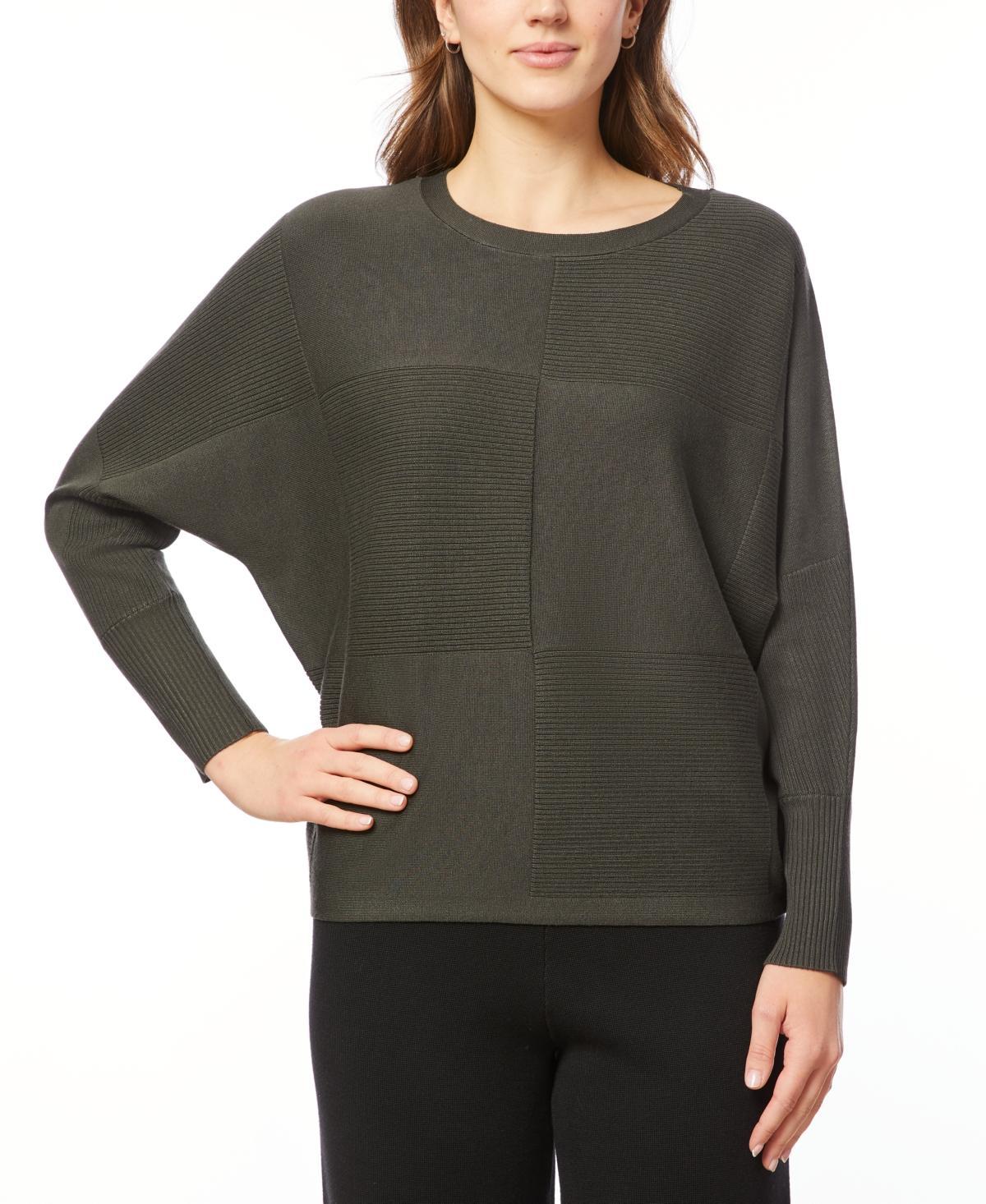 Melissa Paige Womens Ribbed Block-Stitch Dolman-Sleeve Sweater Product Image