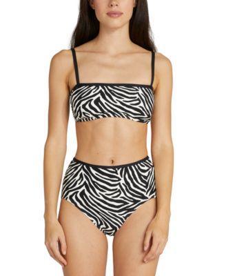 Kate Spade New York Womens Zebra Print Square Neck Bikini Top High Waisted Bikini Bottoms Product Image