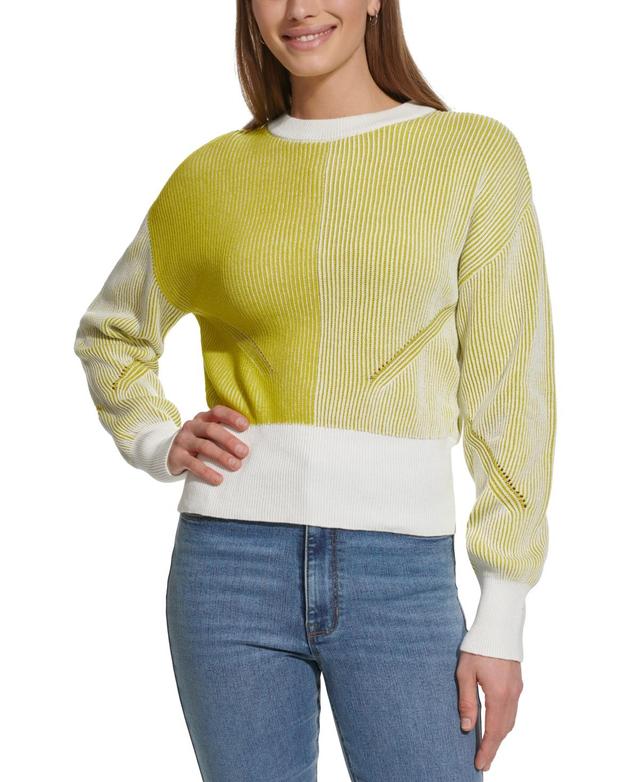 Dkny Jeans Womens Crewneck Transfer Ribbed Sweater - 1Vk - Ivy Product Image