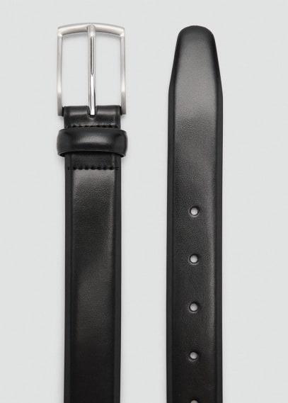 MANGO MAN - Leather belt blackMen Product Image