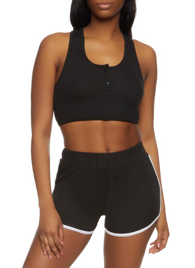 Womens Rib Knit Button Detail Pajama Bralette and Shorts Product Image