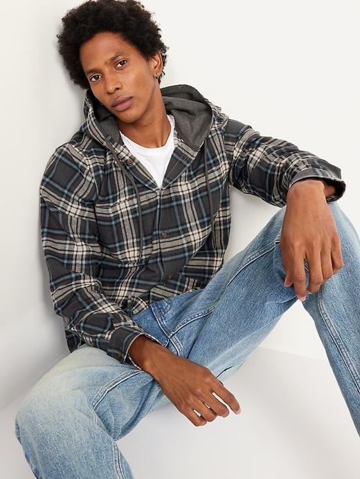 Hooded Flannel Shirt Product Image