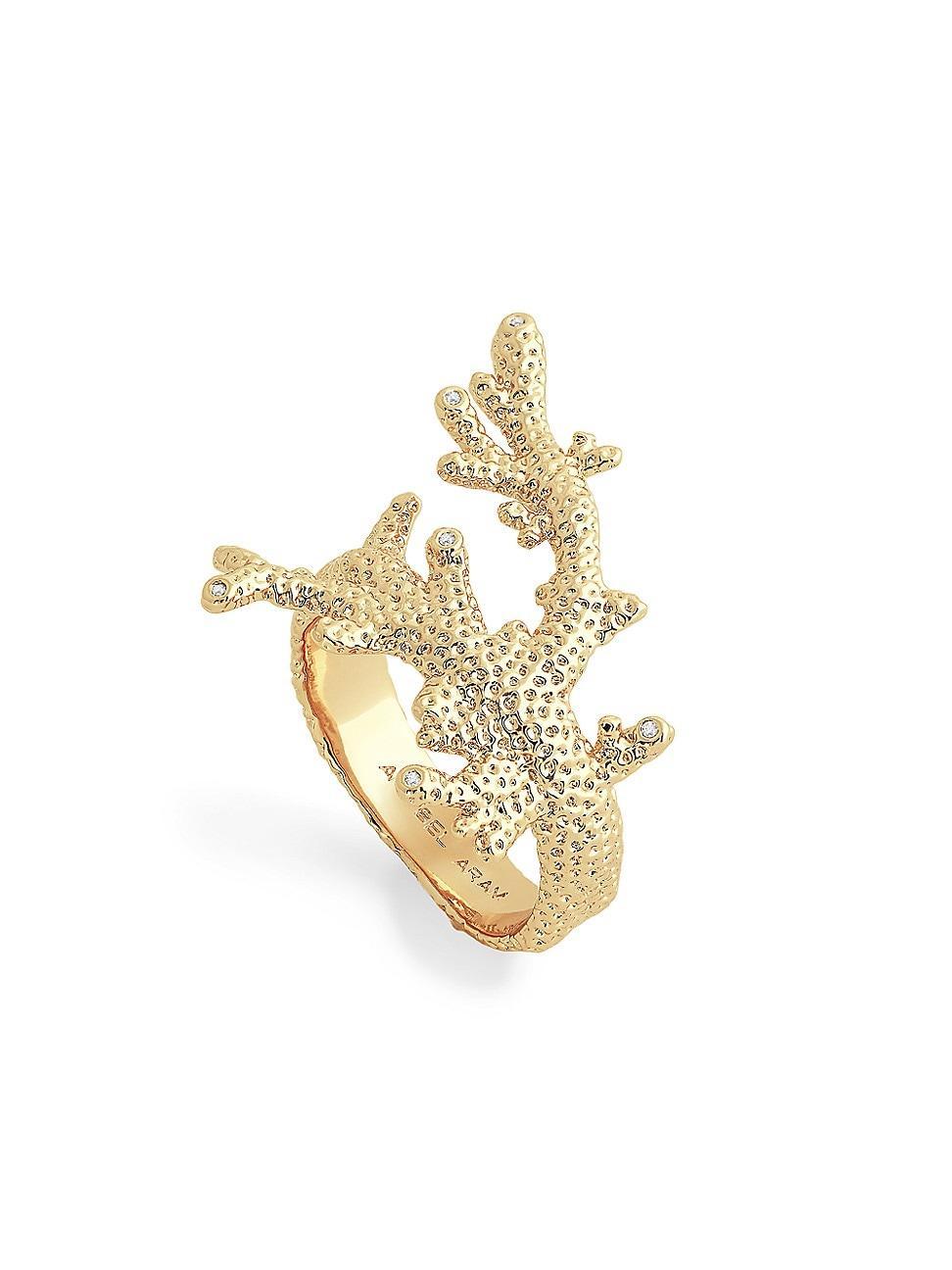 Womens Ocean Coral 18K-Gold-Plated & Cubic Zirconia Ring Product Image