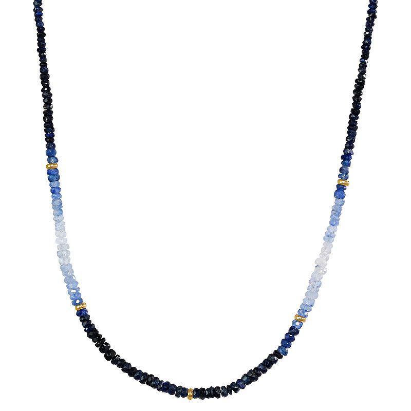 Jewelmak 14k Yellow Gold & Sapphire Necklace, Womens Blue Product Image