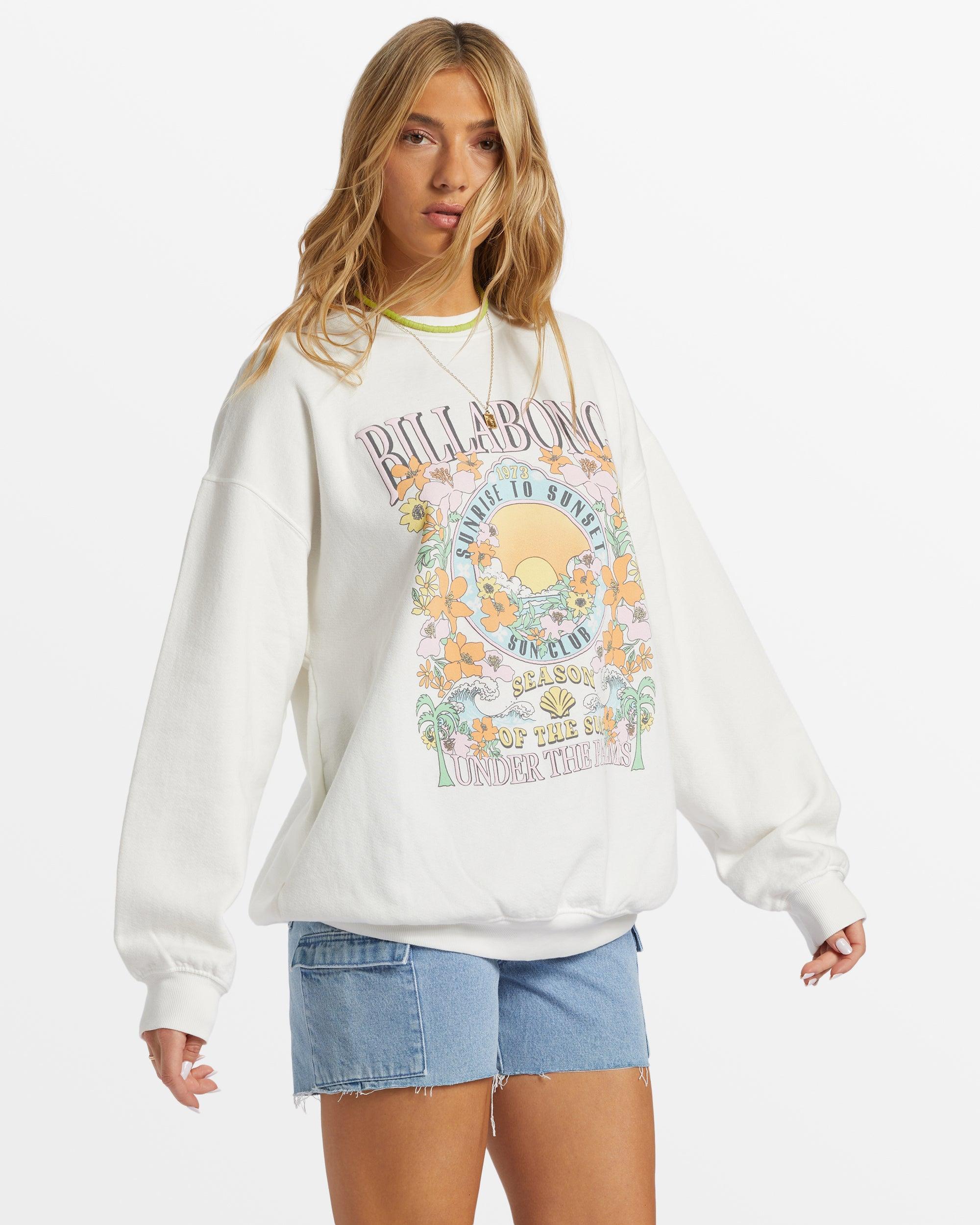 Ride In Oversized Crewneck Sweatshirt - White Female Product Image