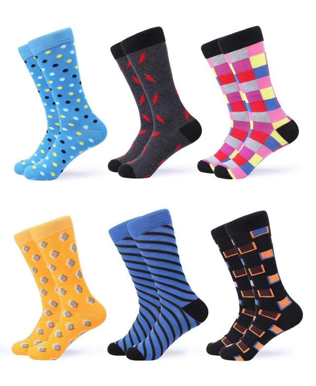 Mens Funky Colorful Dress Socks 6 Pack Product Image