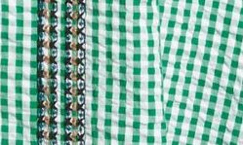 Cass Gingham Cotton Seersucker Maxi Dress In Green Product Image