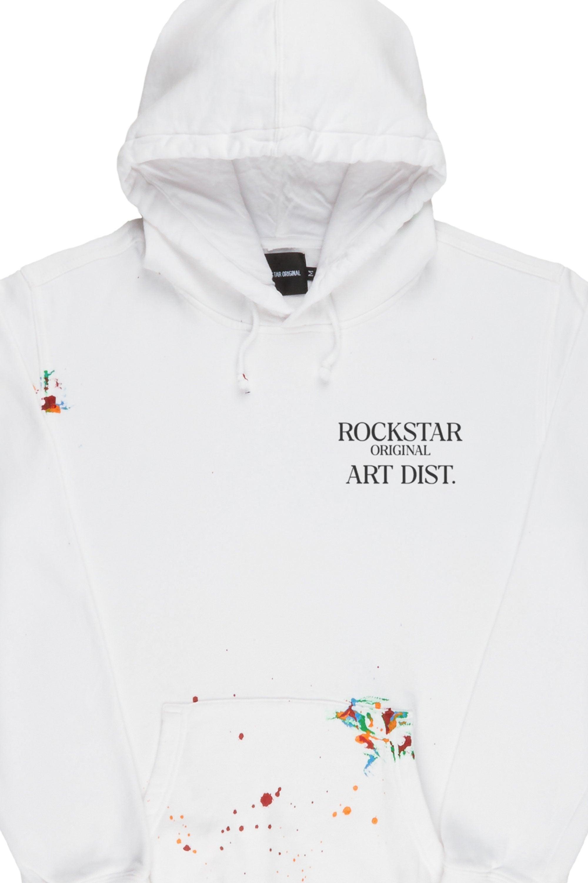 Rockstar Art Dist. White Graphic Hoodie Male Product Image