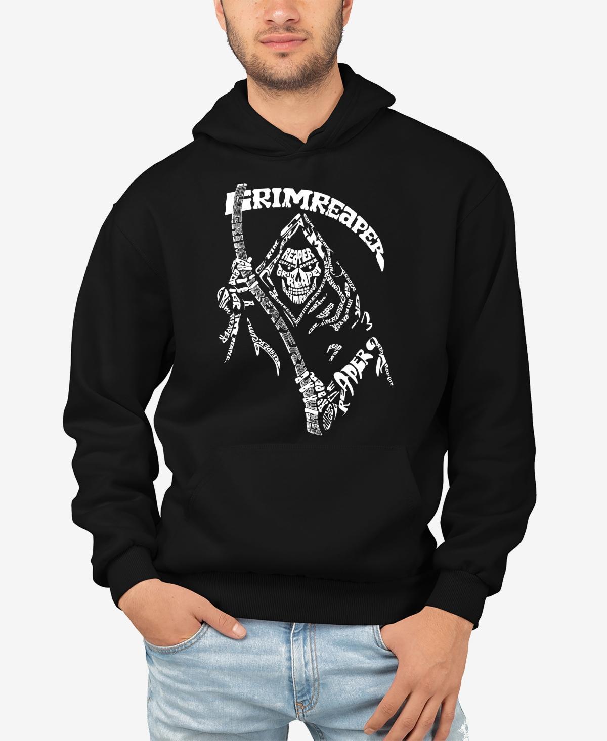 La Pop Art Mens Grim Reaper Word Art Hooded Sweatshirt Product Image